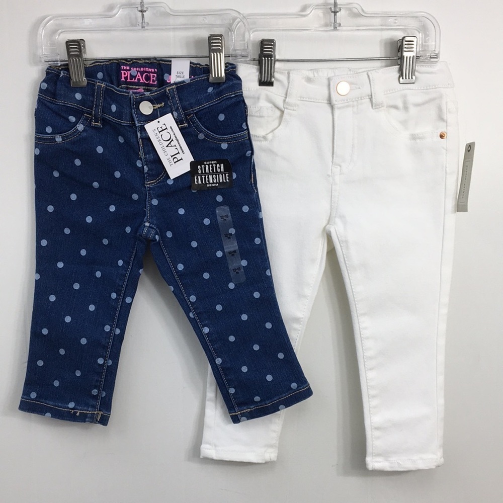 Children's Place/Peyton Parker Summer Jeans Denim Polka Dot and White Sz 12-18mo
